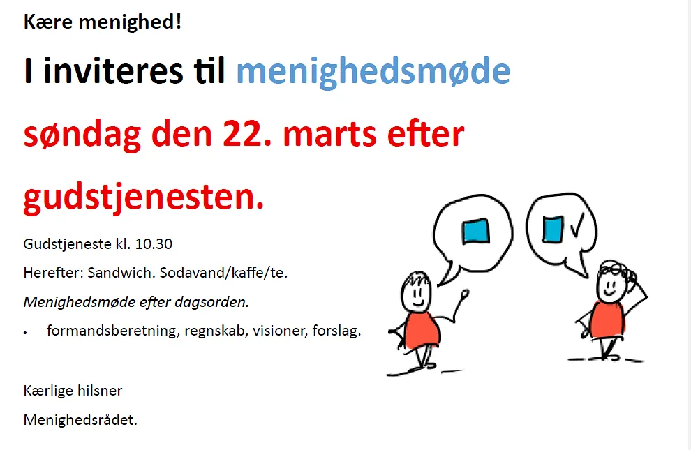 Invitation til menighedsmøde