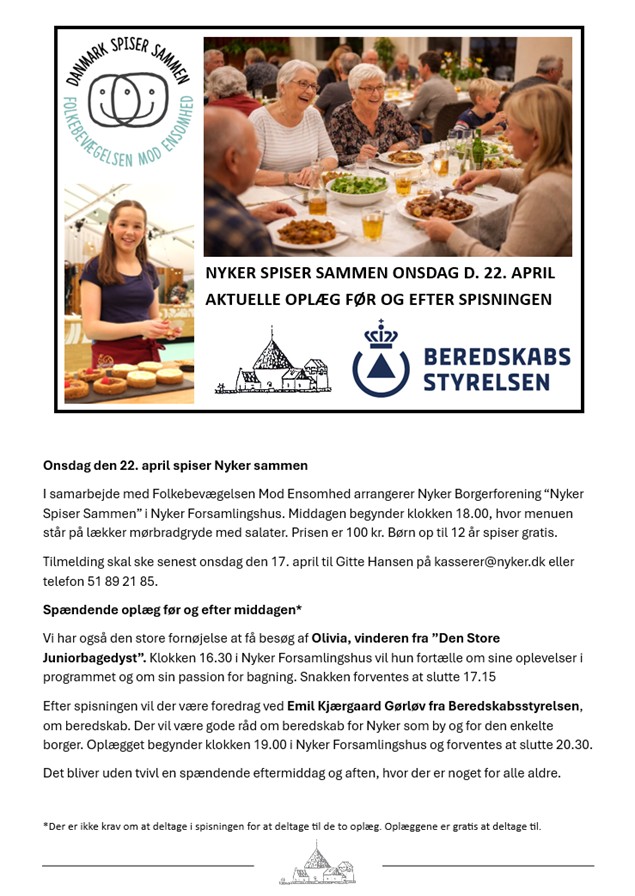 Nyker Spiser sammen onsdag d. 22/4-2026